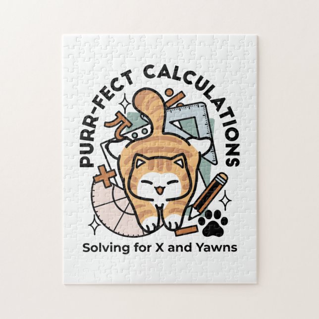 Purr-fekta Beräkningar – Rolig Math Katt Design Pussel (Vertikal)