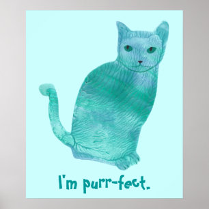 Purr-fekta Blå Gröna Abstrakt Katt Affischer