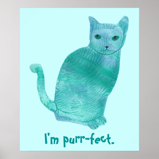 Purr-fekta Blå Gröna Abstrakt Katt Affischer (Framsidan)