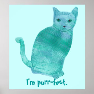 Purr-fekta Blå Gröna Abstrakt Katt Affischer