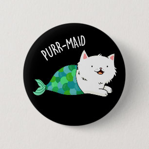 Purr-maid Funny Kattunge Sjöjungfru Pun Mörk BG Knapp