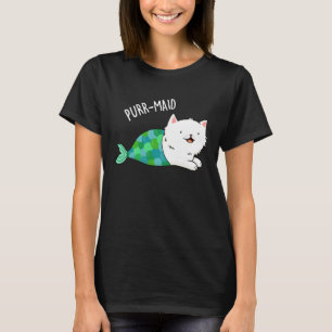 Purr-maid Funny Kattunge Sjöjungfru Pun Mörk BG T Shirt