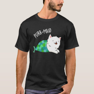 Purr-maid Funny Kattunge Sjöjungfru Pun Mörk BG T Shirt