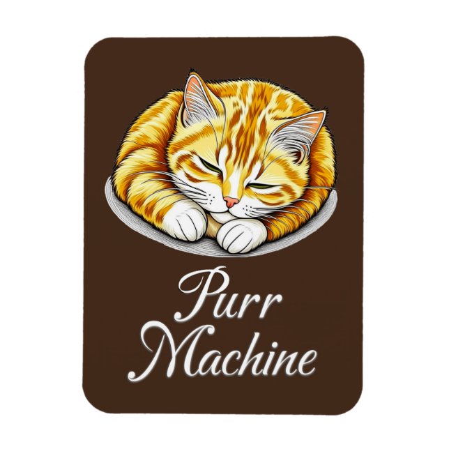 Purr Maskin, Cute Sleeping Ginger Cat Magnet (Vertikal)