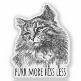 Purr More Hiss Less Pretty Kitty Klistermärken