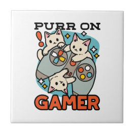 Purr On Gamer - Tute Cat-speldesign Kakelplatta