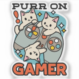 Purr On Gamer - Tute Cat-speldesign Klistermärken