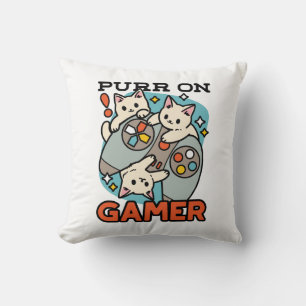 Purr On Gamer - Tute Cat-speldesign Kudde