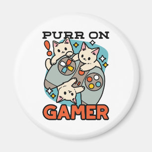 Purr On Gamer - Tute Cat-speldesign Magnet