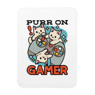 Purr On Gamer - Tute Cat-speldesign Magnet