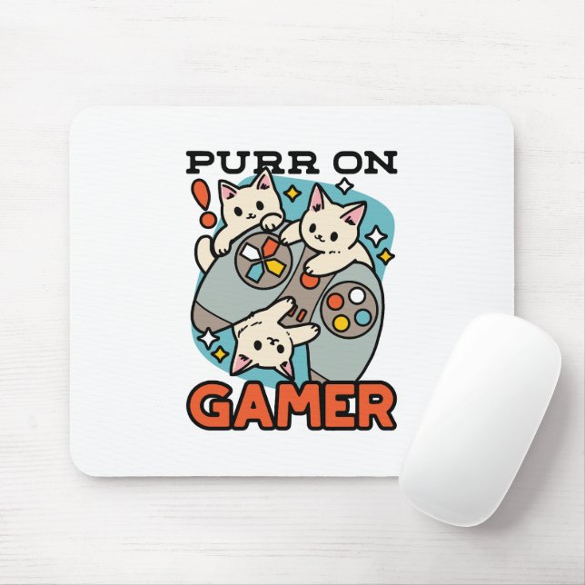Purr On Gamer - Tute Cat-speldesign Musmatta (Med mus)