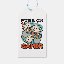 Purr On Gamer - Tute Cat-speldesign Presentetikett