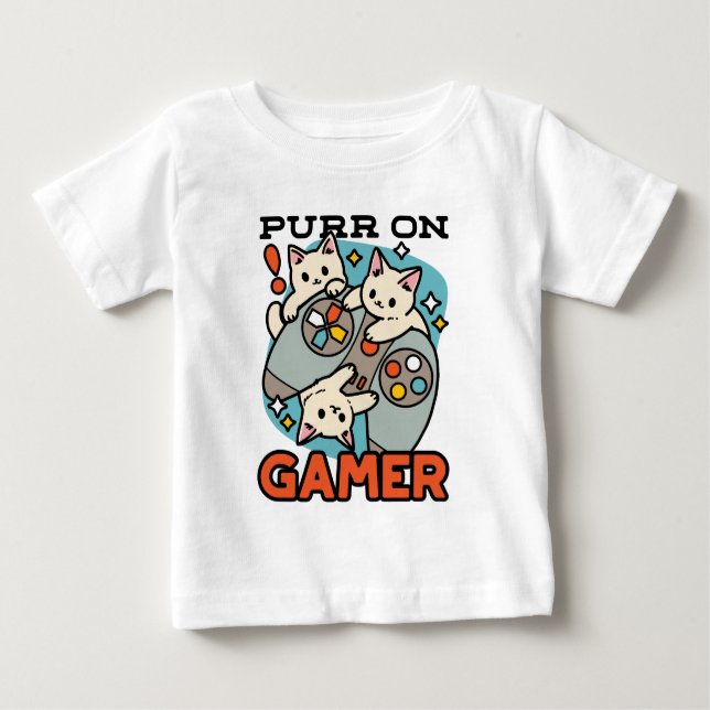 Purr On Gamer - Tute Cat-speldesign T Shirt (Framsida)