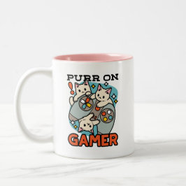 Purr On Gamer - Tute Cat-speldesign Två-Tonad Mugg