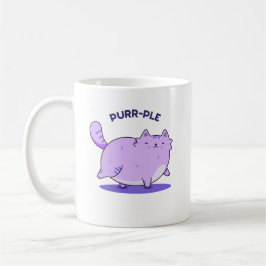 Purr-ple Funny Tjock Kattunge Pun Kaffemugg
