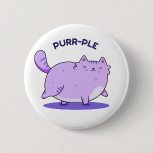 Purr-ple Funny Tjock Kattunge Pun Knapp