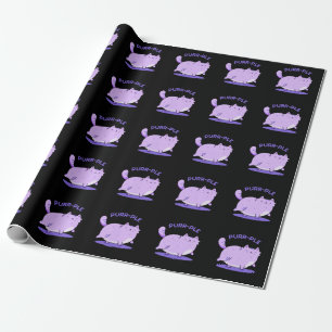 Purr-ple Funny Tjock Kattunge Pun Mörk BG Presentpapper