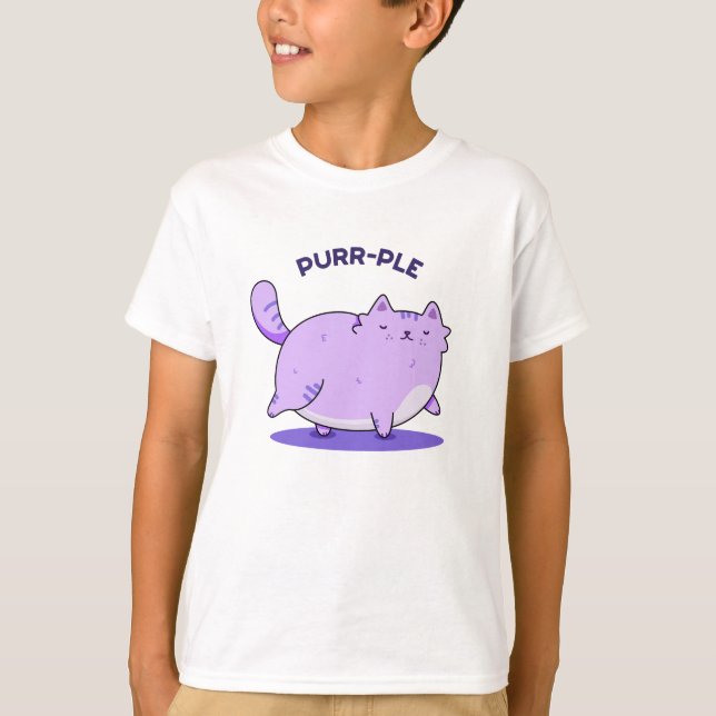 Purr-ple Funny Tjock Kattunge Pun T Shirt (Framsida)