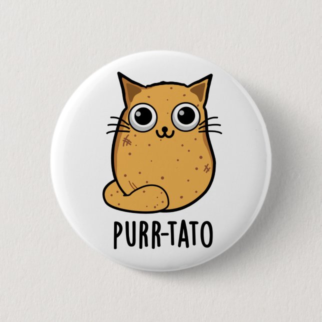 Purr-tato Funny Cat Potato Pun Knapp (Framsida)
