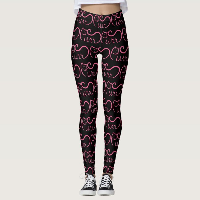 Purr Typography RÖDROSA Leggings (Framsida)