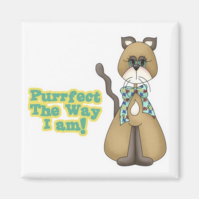 Purrafect Autism Awareness Kattunge Magnet (Framsidan)