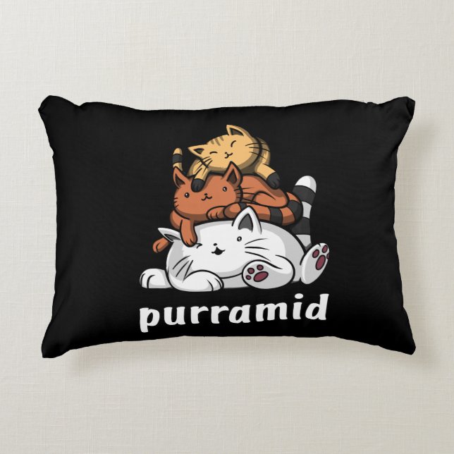 Purramid Cat Pyramids Cute Kitten Prydnadskudde (Framsidan)