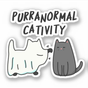 Purranormal aktivitet Rolig Halloween-katt Puns  Klistermärken