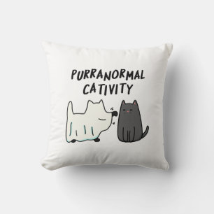 Purranormal aktivitet Rolig Halloween-katt Puns  Kudde