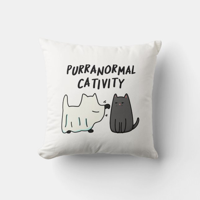 Purranormal aktivitet Rolig Halloween-katt Puns  Kudde (Framsida)