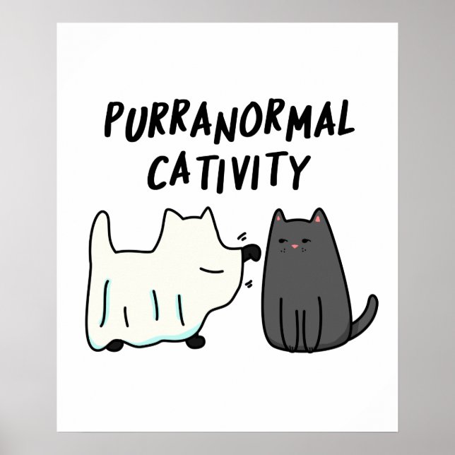 Purranormal aktivitet Rolig Halloween-katt Puns  Poster (Framsidan)