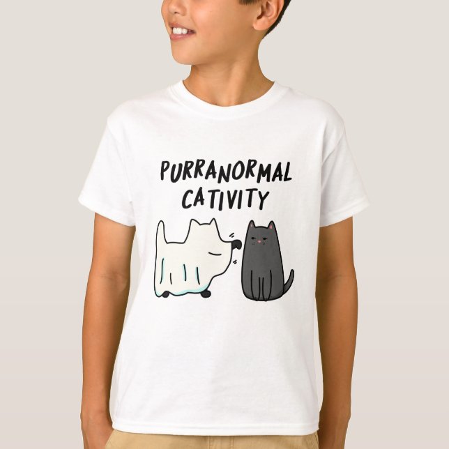 Purranormal Catity Funny Halloween Cat Pun T Shirt (Framsida)