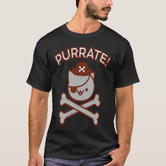 PURRATE  Cat Pirate Pun T Shirt (Framsida)