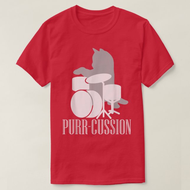 Purrcussion Funny Cat Drummer Gift T Shirt (Design framsida)