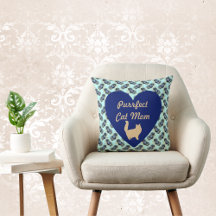 Purrect Cat Mamma Blue and Guld Heart Blommigt Blu