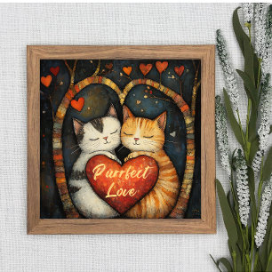 Purrect Kärlek A Mysigt Cat Embrace Poster väggkon