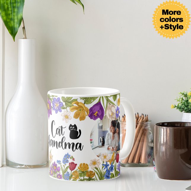 Purrect Memages Personlig 2 Photo Collage Cat Kaffemugg (Purrfect Memories Personalized 2 Photo Collage Cat Mug)