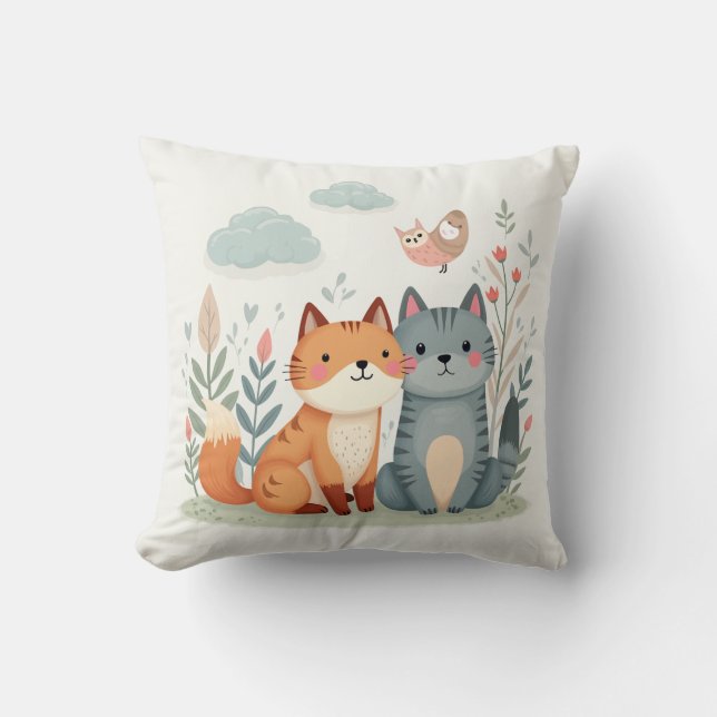 Purrect Pals - Charming Animal Cushion Kudde (Framsida)