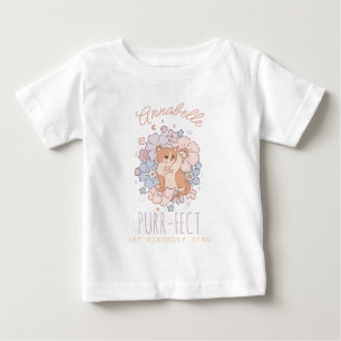 PurrFect 1:a födelsedag Flicka Kattunge Blommigt T Shirt