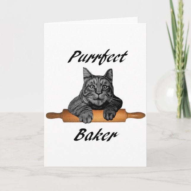Purrfect Baker Cat Gifts galna katt dam Helgkort (Framsida)