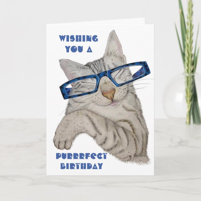 Purrfect Birthday Cute Cat in Speciecs Kort (Framsida)