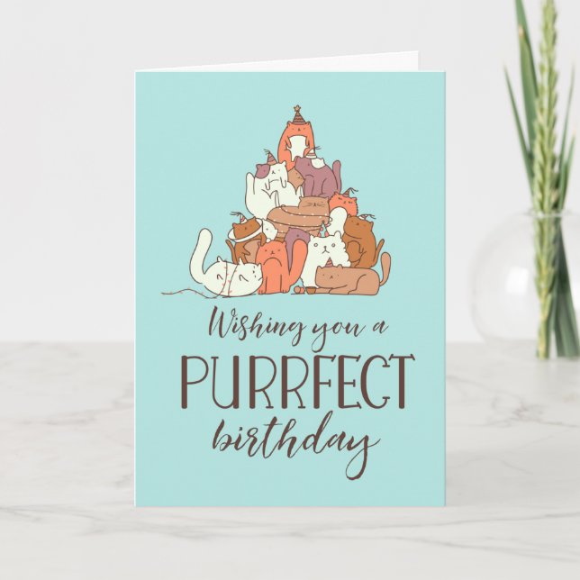 Purrfect Birthday Funny Cat Lover Birthday Kort (Framsida)