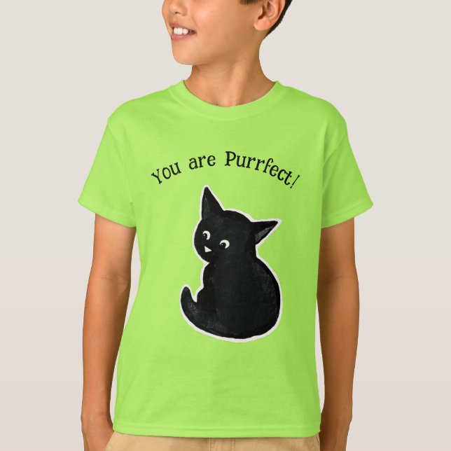 Purrfect Black kitten T-Shirt (Framsida)
