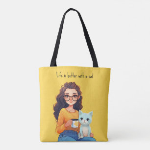Purrfect Cat Lover Mamma Cute Gult Tygkasse