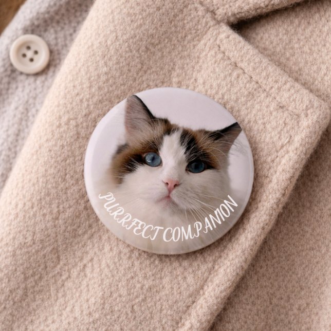 Purrfect Companion Custom Pet Photo Cat Lover Knapp (purrfect companion button)