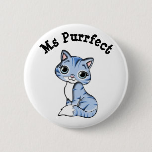 Purrfect Cute Cat Button Knapp