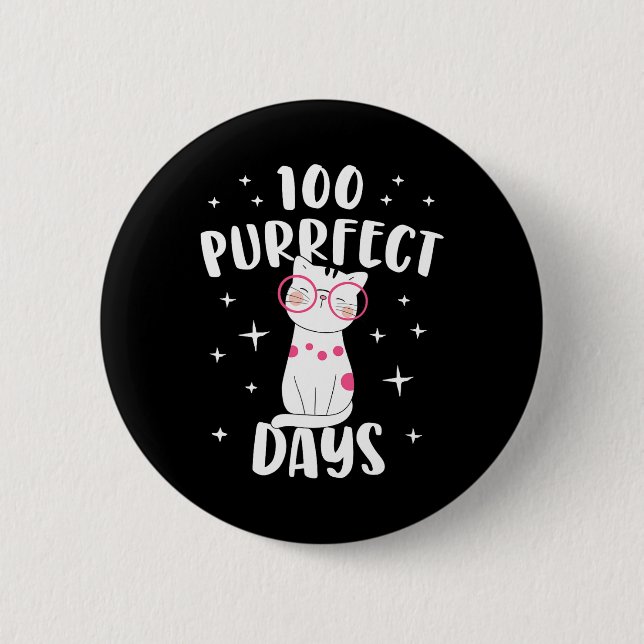 Purrfect-dagar Kat Lycklig 100-dagarsdag för skole Knapp (Framsida)