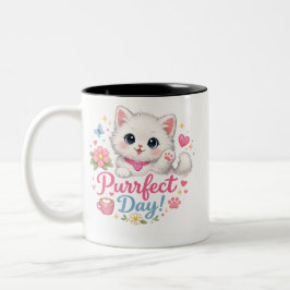Purrfect Day Cute Cat Coffee Mug Två-Tonad Mugg