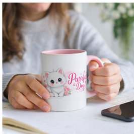 Purrfect Day Cute Pink Cat Mug Mugg