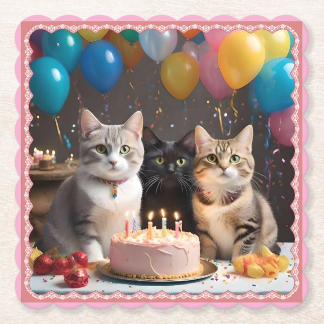 Purrfect Firande: A Cats Födelsedagsfest, Underlägg Papper (Framsida)