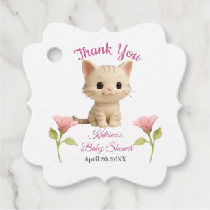 PurrFect Flicka Kitten Baby Shower Gåvor Etiketter